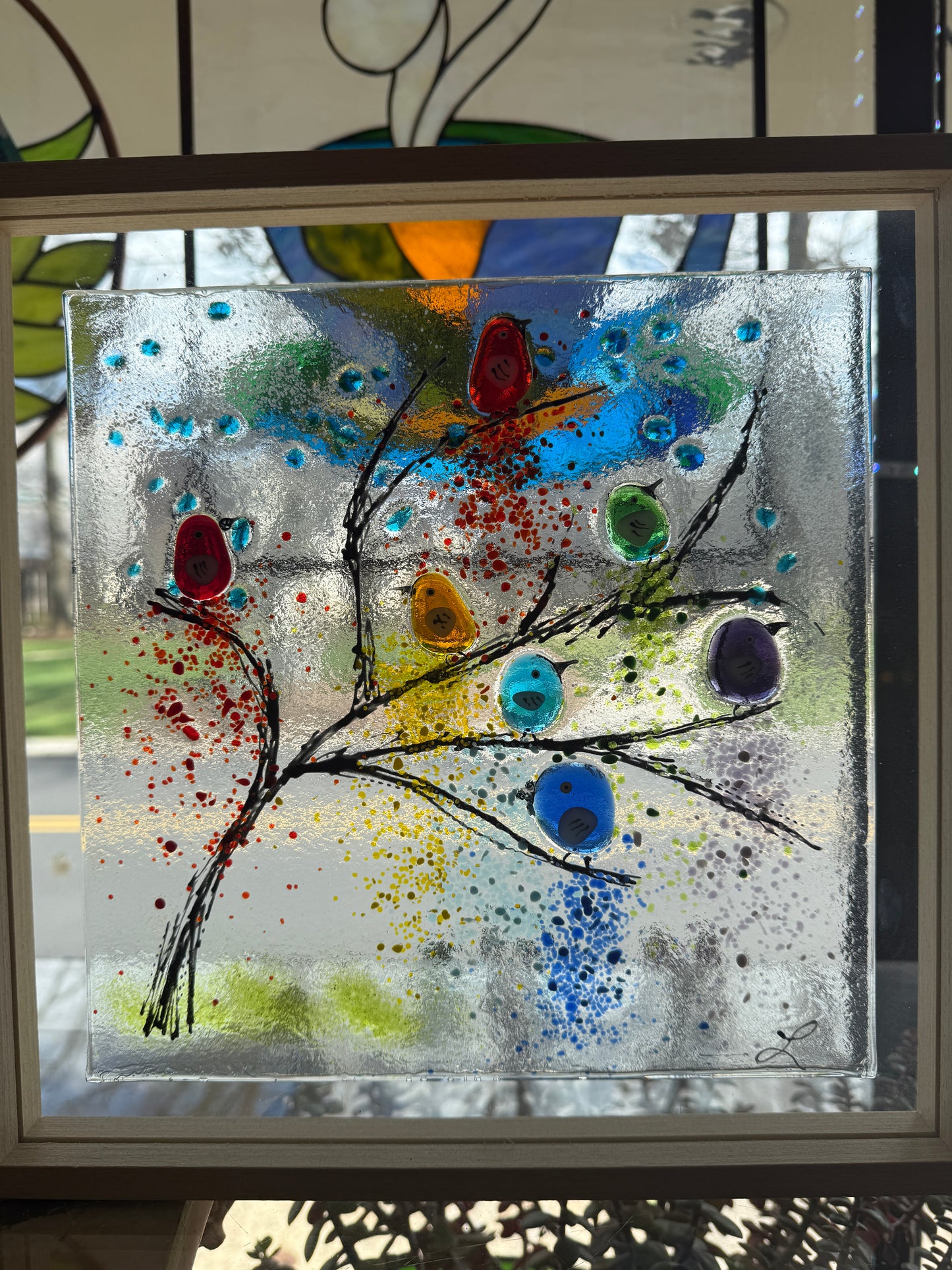 Birds on a Branch in Floating Frame