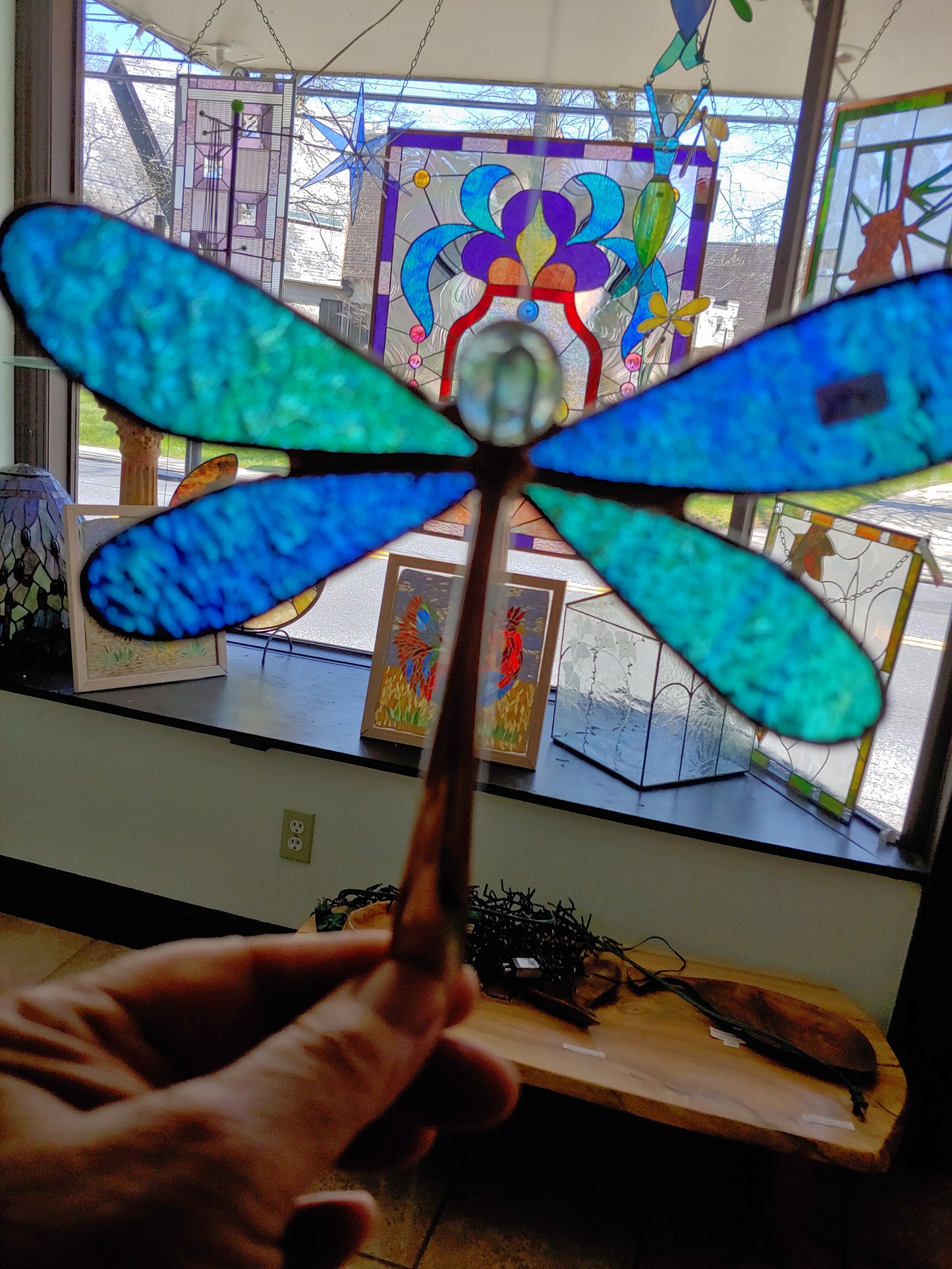 Stained Glass Dragonfly w/Silverware