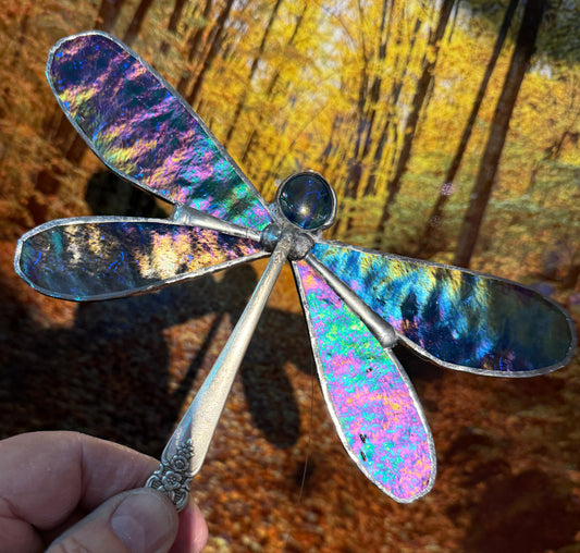 Stained Glass Dragonfly w/Silverware
