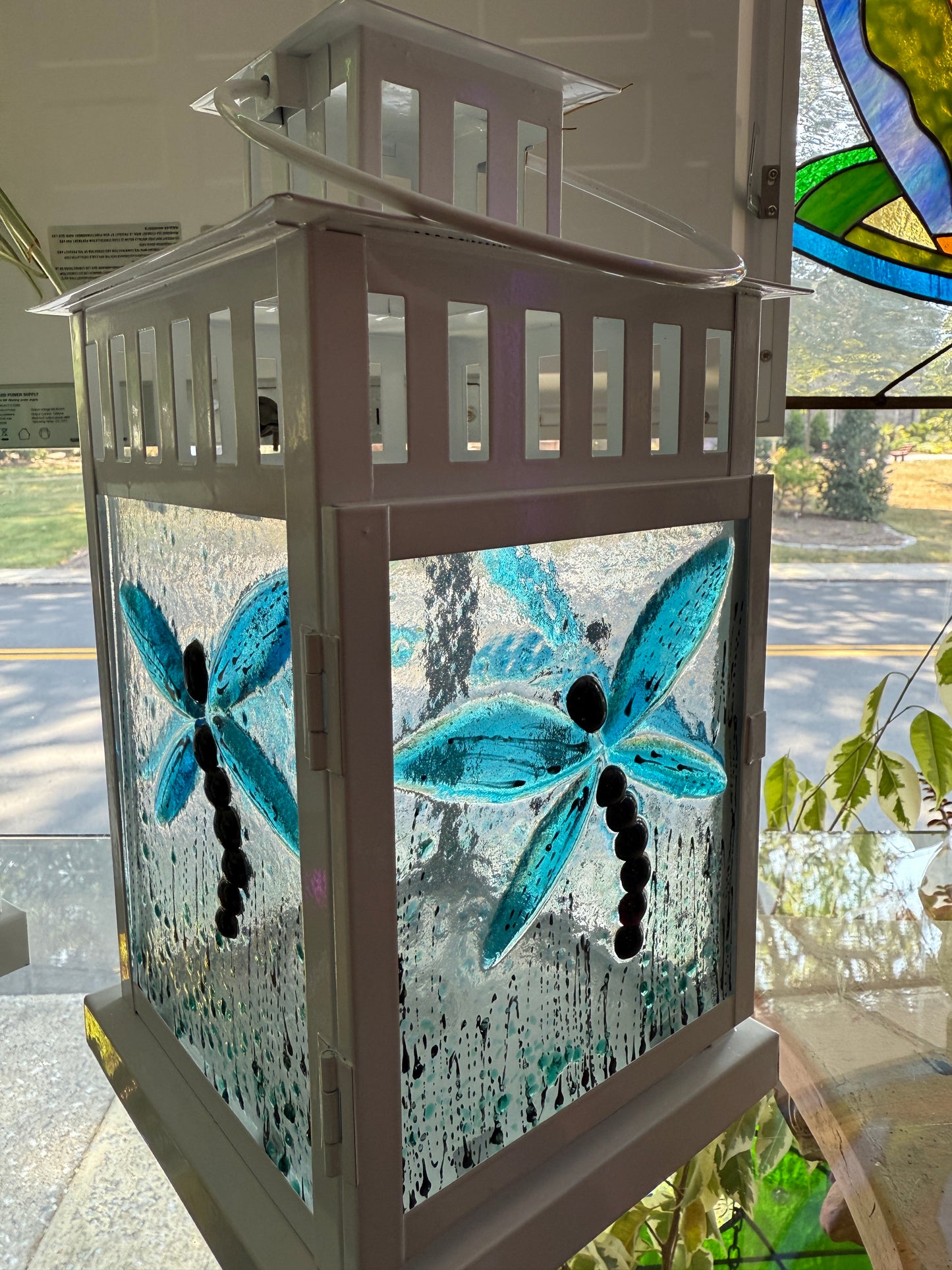 Fused Glass Dragon Fly Lantern