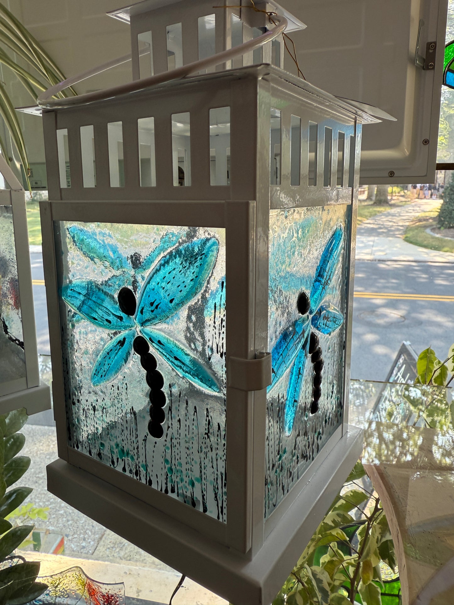 Fused Glass Dragon Fly Lantern