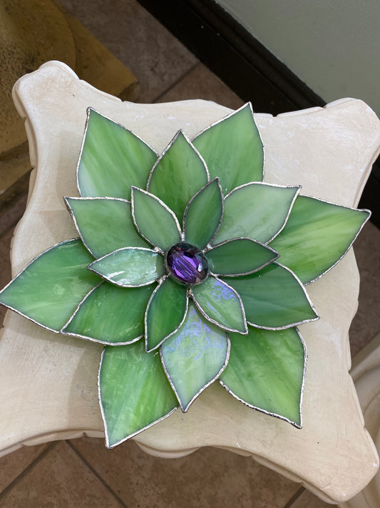 Stained glass Succulent green